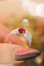 Load image into Gallery viewer, LUOWEND 18K White Gold Real Natural Diamond and Ruby Ring for Women
