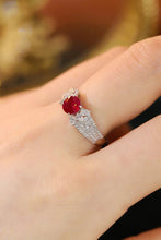 Load image into Gallery viewer, LUOWEND 18K White Gold Real Natural Diamond and Ruby Ring for Women

