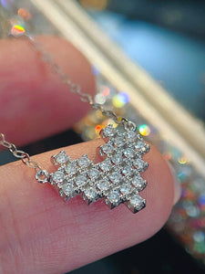 LUOWEND 18K White/Yellow/Rose Gold Natural Diamond Pendant Necklace for Women