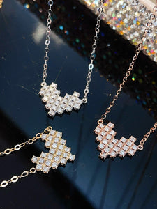 LUOWEND 18K White/Yellow/Rose Gold Natural Diamond Pendant Necklace for Women