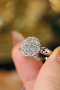 LUOWEND 18K White Gold Real Natural Diamond Ring for Women