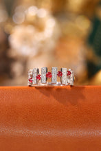 Load image into Gallery viewer, LUOWEND 18K White Gold Real Natural Diamond and Ruby Ring for Women
