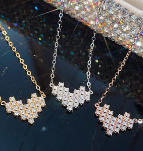 LUOWEND 18K White/Yellow/Rose Gold Natural Diamond Pendant Necklace for Women