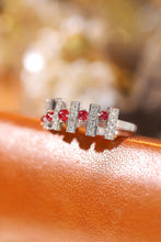 Load image into Gallery viewer, LUOWEND 18K White Gold Real Natural Diamond and Ruby Ring for Women
