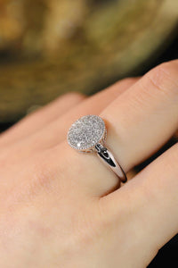 LUOWEND 18K White Gold Real Natural Diamond Ring for Women