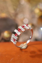 Load image into Gallery viewer, LUOWEND 18K White Gold Real Natural Diamond and Ruby Ring for Women
