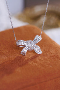 LUOWEND 18K White Gold Natural Diamond Pendant Necklace for Women