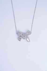 LUOWEND 18K White Gold Natural Diamond Pendant Necklace for Women
