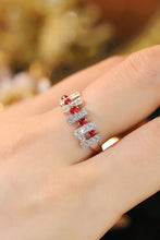 Load image into Gallery viewer, LUOWEND 18K White Gold Real Natural Diamond and Ruby Ring for Women
