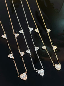 LUOWEND 18K White/Yellow/Rose Gold Natural Diamond Necklace for Women