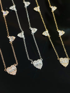 LUOWEND 18K White/Yellow/Rose Gold Natural Diamond Necklace for Women