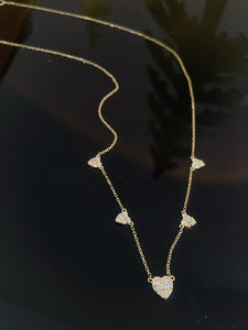 LUOWEND 18K White/Yellow/Rose Gold Natural Diamond Necklace for Women
