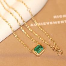 Load image into Gallery viewer, LUOWEND 18K Yellow Gold Fine Jewelry Natural Emerald Necklace for Women
