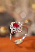 Load image into Gallery viewer, LUOWEND 18K White Gold Real Natural Diamond and Ruby Ring for Women
