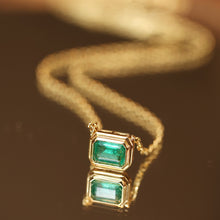 Load image into Gallery viewer, LUOWEND 18K Yellow Gold Fine Jewelry Natural Emerald Necklace for Women
