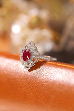 Load image into Gallery viewer, LUOWEND 18K White Gold Real Natural Diamond and Ruby Ring for Women
