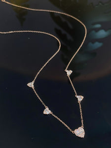 LUOWEND 18K White/Yellow/Rose Gold Natural Diamond Necklace for Women