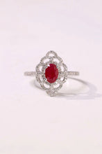 Load image into Gallery viewer, LUOWEND 18K White Gold Real Natural Diamond and Ruby Ring for Women

