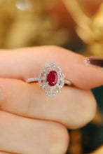 Load image into Gallery viewer, LUOWEND 18K White Gold Real Natural Diamond and Ruby Ring for Women
