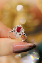Load image into Gallery viewer, LUOWEND 18K White Gold Real Natural Diamond and Ruby Ring for Women
