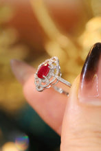Load image into Gallery viewer, LUOWEND 18K White Gold Real Natural Diamond and Ruby Ring for Women
