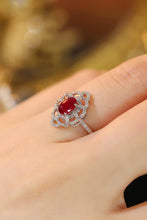 Load image into Gallery viewer, LUOWEND 18K White Gold Real Natural Diamond and Ruby Ring for Women
