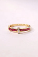 Load image into Gallery viewer, LUOWEND 18K Yellow Gold Real Natural Diamond and Ruby Ring for Women
