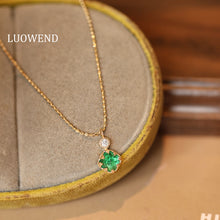 Load image into Gallery viewer, LUOWEND 18K Yellow Gold Fine Jewelry Natural Emerald Necklace for Women
