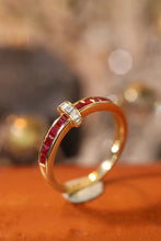 Load image into Gallery viewer, LUOWEND 18K Yellow Gold Real Natural Diamond and Ruby Ring for Women
