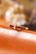 Load image into Gallery viewer, LUOWEND 18K Yellow Gold Real Natural Diamond and Ruby Ring for Women
