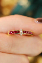 Load image into Gallery viewer, LUOWEND 18K Yellow Gold Real Natural Diamond and Ruby Ring for Women
