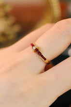 Load image into Gallery viewer, LUOWEND 18K Yellow Gold Real Natural Diamond and Ruby Ring for Women
