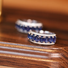 Load image into Gallery viewer, LUOWEND 18K White Gold Fine Jewelry Natural Sapphire Ring for Women
