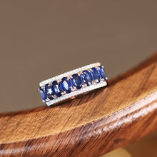 Load image into Gallery viewer, LUOWEND 18K White Gold Fine Jewelry Natural Sapphire Ring for Women
