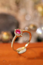 Load image into Gallery viewer, LUOWEND 18K Yellow Gold Real Natural Diamond and Ruby Ring for Women
