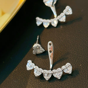 LUOWEND 18K White/Yellow Gold Natural Diamond Earrings for Women