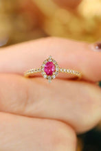 Load image into Gallery viewer, LUOWEND 18K Yellow Gold Real Natural Diamond and Ruby Ring for Women
