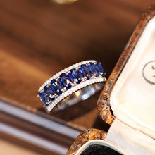 Load image into Gallery viewer, LUOWEND 18K White Gold Fine Jewelry Natural Sapphire Ring for Women
