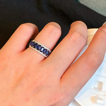 Load image into Gallery viewer, LUOWEND 18K White Gold Fine Jewelry Natural Sapphire Ring for Women
