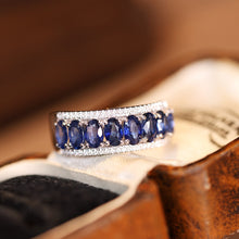 Load image into Gallery viewer, LUOWEND 18K White Gold Fine Jewelry Natural Sapphire Ring for Women
