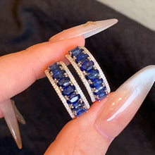 Load image into Gallery viewer, LUOWEND 18K White Gold Fine Jewelry Natural Sapphire Ring for Women
