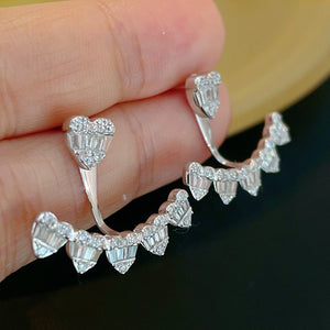 LUOWEND 18K White/Yellow Gold Natural Diamond Earrings for Women