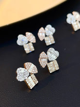 Load image into Gallery viewer, LUOWEND 18K White/Yellow Gold Natural Diamond Earrings for Women

