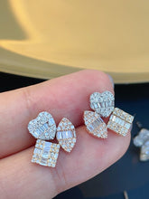 Load image into Gallery viewer, LUOWEND 18K White/Yellow Gold Natural Diamond Earrings for Women
