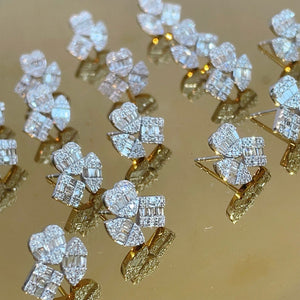 LUOWEND 18K White/Yellow Gold Natural Diamond Earrings for Women