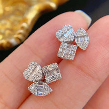 Load image into Gallery viewer, LUOWEND 18K White/Yellow Gold Natural Diamond Earrings for Women
