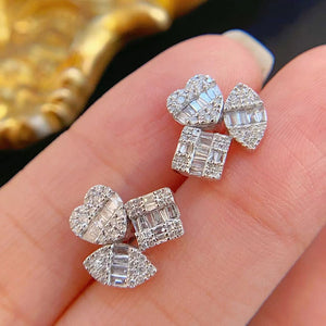 LUOWEND 18K White/Yellow Gold Natural Diamond Earrings for Women