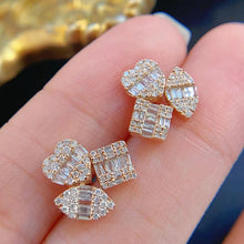 Load image into Gallery viewer, LUOWEND 18K White/Yellow Gold Natural Diamond Earrings for Women
