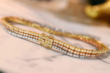 Load image into Gallery viewer, LUOWEND 18K White&amp;Rose&amp;Yellow Gold Real Natural Diamond Bracelet for Women
