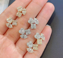 Load image into Gallery viewer, LUOWEND 18K White/Yellow Gold Natural Diamond Earrings for Women
